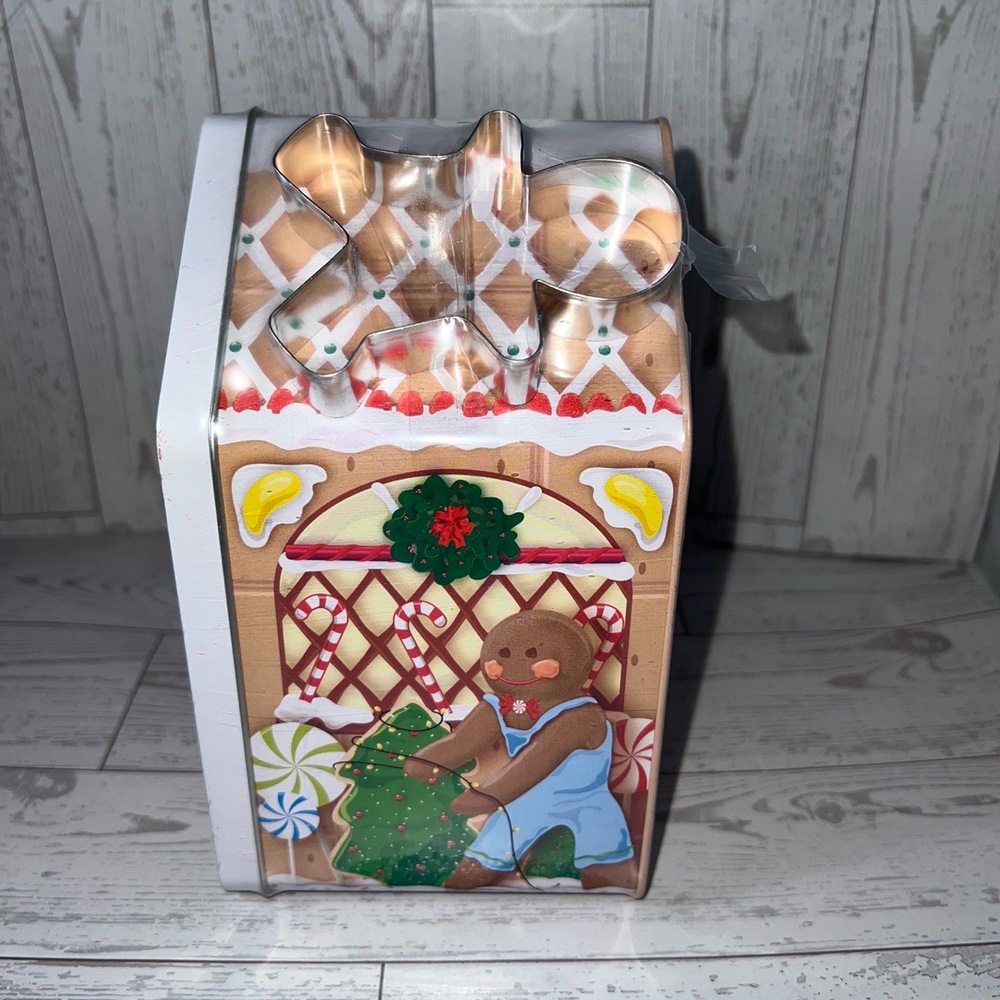 2 Tin Box Company Gingerbread House Tin w/Baking Recipe & Cookie Cutter Included - Picture 3 of 11